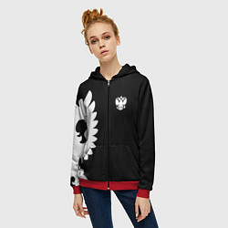 Толстовка на молнии женская Russia - Black collection, цвет: 3D-красный — фото 2