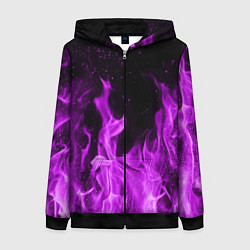 Толстовка на молнии женская Фиолетовый огонь, цвет: 3D-черный