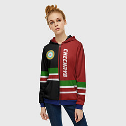 Толстовка на молнии женская Chechnya, Russia, цвет: 3D-синий — фото 2