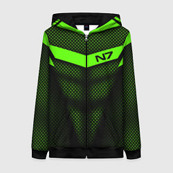 Толстовка на молнии женская N7: Green Armor, цвет: 3D-черный