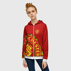 Толстовка на молнии женская FC Man United: Red Exclusive, цвет: 3D-белый — фото 2