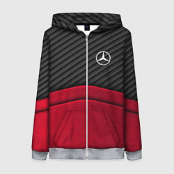 Толстовка на молнии женская Mercedes Benz: Red Carbon, цвет: 3D-меланж