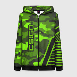 Толстовка на молнии женская CS:GO Light Green Camo, цвет: 3D-черный