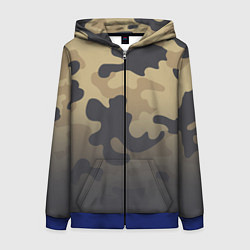 Толстовка на молнии женская Camouflage Khaki, цвет: 3D-синий