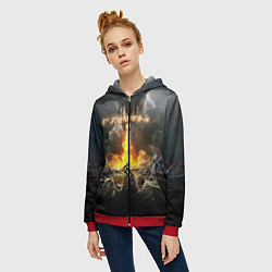 Толстовка на молнии женская TES: Dragon Flame, цвет: 3D-красный — фото 2