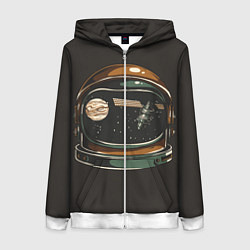 Женская толстовка на молнии Космос в шлеме скафандра - планета и спутник