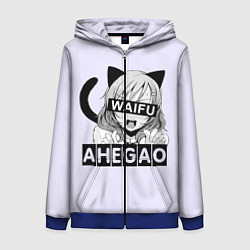 Толстовка на молнии женская Ahegao Waifu, цвет: 3D-синий