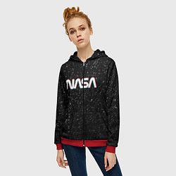 Толстовка на молнии женская NASA: Space Glitch, цвет: 3D-красный — фото 2