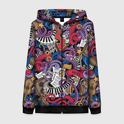 Женская толстовка на молнии Music collage