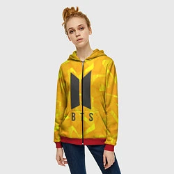 Толстовка на молнии женская BTS: Yellow Style, цвет: 3D-красный — фото 2