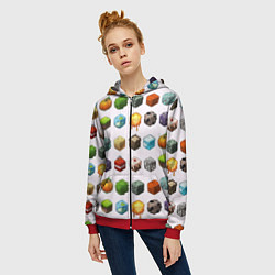 Толстовка на молнии женская Minecraft Cubes, цвет: 3D-красный — фото 2