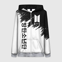 Толстовка на молнии женская BTS: White & Black, цвет: 3D-меланж