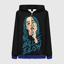 Толстовка на молнии женская Billie Eilish, цвет: 3D-синий