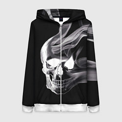 Толстовка на молнии женская Wind - smoky skull, цвет: 3D-белый