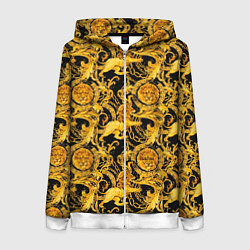Женская толстовка на молнии Львы золотые узоры