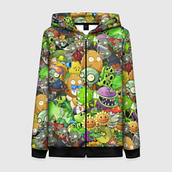 Толстовка на молнии женская PLANTS VS ZOMBIES, цвет: 3D-черный