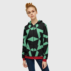 Толстовка на молнии женская Abstract zigzag pattern, цвет: 3D-красный — фото 2