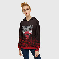 Толстовка на молнии женская CHICAGO BULLS, цвет: 3D-красный — фото 2