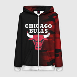 Толстовка на молнии женская CHICAGO BULLS, цвет: 3D-белый