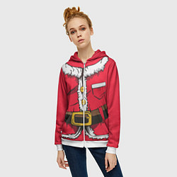 Толстовка на молнии женская Санта, цвет: 3D-белый — фото 2