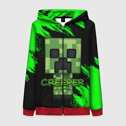 Толстовка на молнии женская MINECRAFT CREEPER, цвет: 3D-красный
