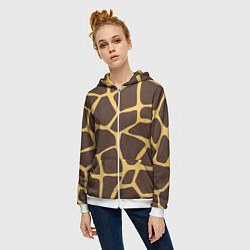 Толстовка на молнии женская Окрас жирафа, цвет: 3D-белый — фото 2