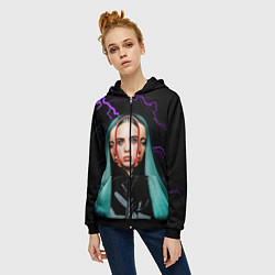 Толстовка на молнии женская BILLIE EILISH, цвет: 3D-черный — фото 2