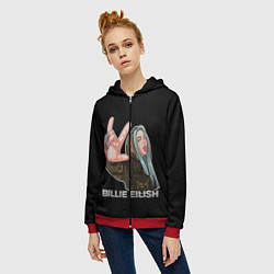 Толстовка на молнии женская BILLIE EILISH, цвет: 3D-красный — фото 2