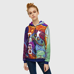 Толстовка на молнии женская CS GO HYPERBEAST, цвет: 3D-синий — фото 2
