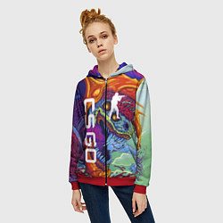 Толстовка на молнии женская CS GO HYPERBEAST, цвет: 3D-красный — фото 2