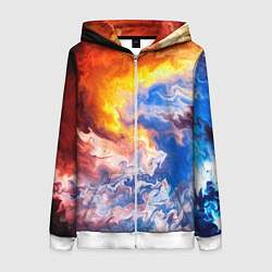 Толстовка на молнии женская Краски, цвет: 3D-белый