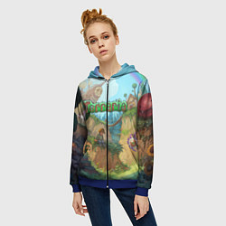 Толстовка на молнии женская Terraria, цвет: 3D-синий — фото 2