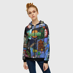Толстовка на молнии женская Terraria, цвет: 3D-черный — фото 2