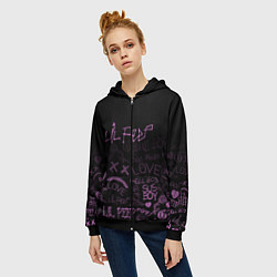 Толстовка на молнии женская LIL PEEP, цвет: 3D-черный — фото 2