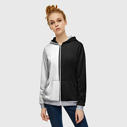 Толстовка на молнии женская ПРОСТО ЧЁРНО-БЕЛЫЙ, цвет: 3D-меланж — фото 2