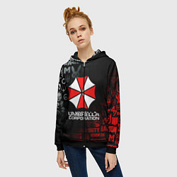 Толстовка на молнии женская RESIDENT EVIL UMBRELLA CORP, цвет: 3D-черный — фото 2