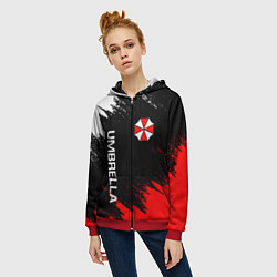 Толстовка на молнии женская UMBRELLA CORP, цвет: 3D-красный — фото 2