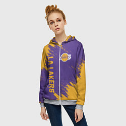 Толстовка на молнии женская LA LAKERS, цвет: 3D-меланж — фото 2