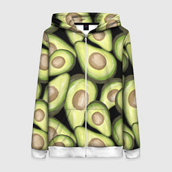 Толстовка на молнии женская Avocado background, цвет: 3D-белый