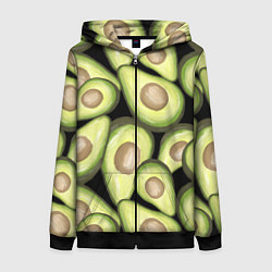 Толстовка на молнии женская Avocado background, цвет: 3D-черный
