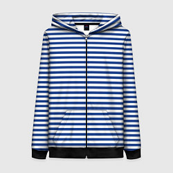 Толстовка на молнии женская Тельняшка ВМФ, цвет: 3D-черный