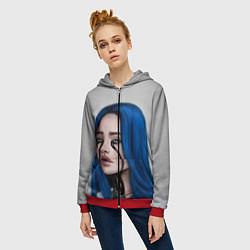 Толстовка на молнии женская BILLIE EILISH, цвет: 3D-красный — фото 2