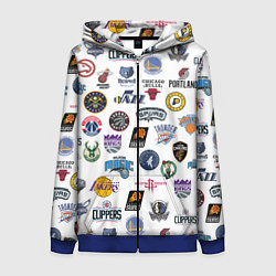 Толстовка на молнии женская NBA Pattern, цвет: 3D-синий