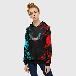 Толстовка на молнии женская DEVIL MAY CRY, цвет: 3D-черный — фото 2