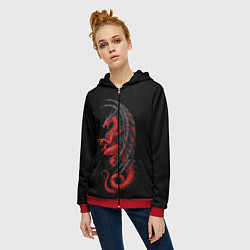 Толстовка на молнии женская Red Dragon, цвет: 3D-красный — фото 2