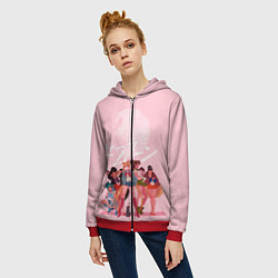 Толстовка на молнии женская PINK SAILOR MOON, цвет: 3D-красный — фото 2