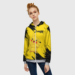Толстовка на молнии женская PIKACHU: PIKA PIKA, цвет: 3D-меланж — фото 2
