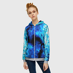 Толстовка на молнии женская СИНИЙ ОГОНЬ, цвет: 3D-меланж — фото 2