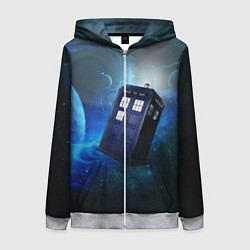 Толстовка на молнии женская ТАРДИС, цвет: 3D-меланж