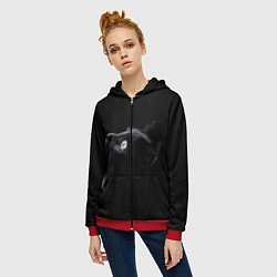 Толстовка на молнии женская Кот, цвет: 3D-красный — фото 2